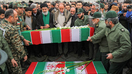 FILE PHOTO. The funeral of four Iranian victims of a Ukrainian plane crash in Iran. ©Abdolrahman Rafati / Tasnim News Agency via REUTERS