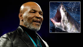 'Someone's getting bitten': Boxing icon Tyson faces GREAT WHITE SHARK ahead of comeback in bizarre Discovery Channel stunt (VIDEO)