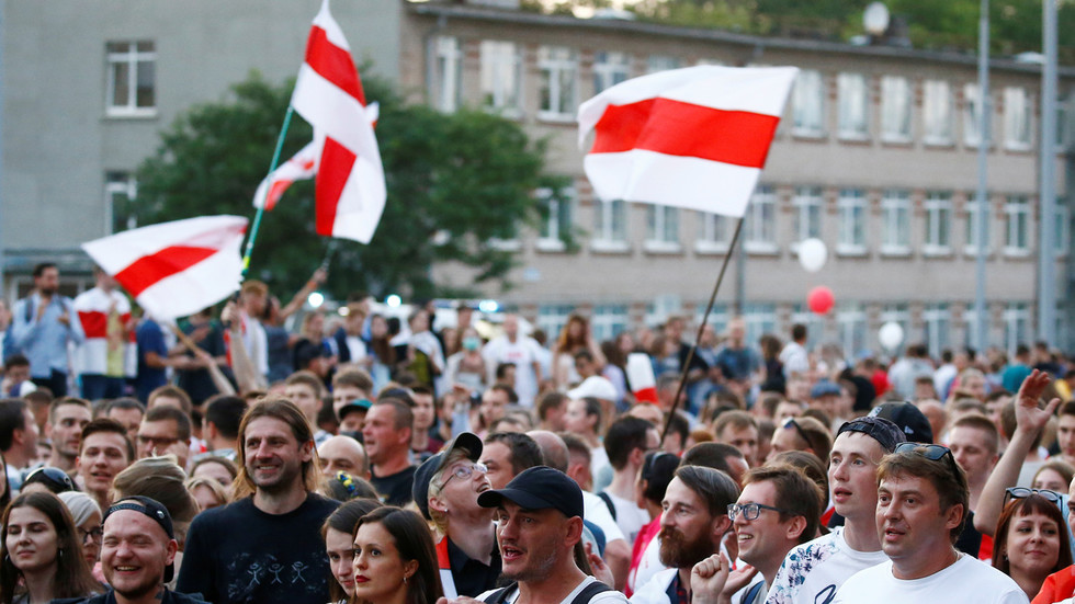 Opposition supporters protest against presidential election results in Minsk