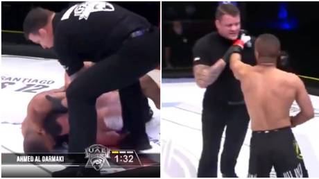 WATCH: MMA fighter disqualified after SHOVING referee repeatedly and REFUSING to let go of chokehold