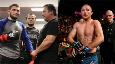 Khabib Nurmagomedov and UFC lightweight rival Justin Gaethje. © Instagram @khabib_nurmagomedov / Getty Images / Zuffa LLC