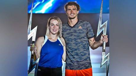 Ultimate Tennis Showdown winners Anastasia Pavlyuchenkova and Alexander Zverev. © Instagram @ultimate_tennis_showdown