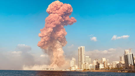An explosion in Beirut, Lebanon, August 4, 2020
