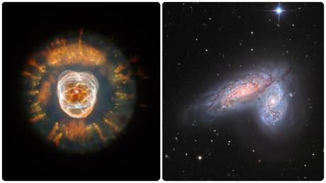 The Eskimo Nebula (l) and the Siamese Twin Galaxies (r) ©NASA