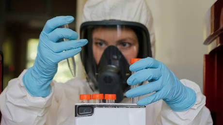 A scientist works in a Gamaleya Research Institute laboratory in Moscow, Russia, August 6, 2020 © Reuters / The Russian Direct Investment Fund