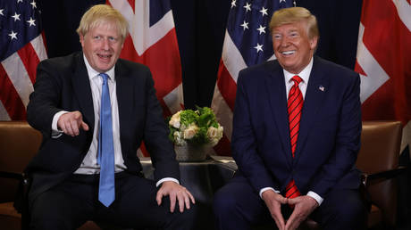 FILE PHOTO: Donald Trump listens during a bilateral meeting with British Prime Minister Boris Johnson on the sidelines of the annual United Nations General Assembly in New York City, New York, U.S., September 24, 2019.