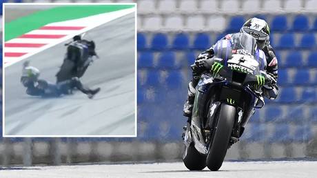 High-speed dismount: Yamaha racer Maverick Vinales