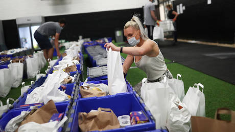 An emergency food hub in London, Britain, May 7, 2020.