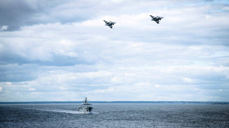 Sweden's air force and navy in the Baltic Sea region off the coast of Gotland, Sweden August 25, 2020.