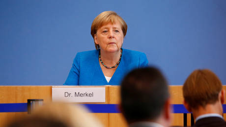 Angela Merkel holds her annual summer news conference in Berlin, Germany, August 28, 2020.