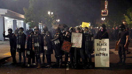 What Portland, Oregon mayor called 'peaceful' and 'noble' protests for justice, the DOJ considers violent riots (photo taken August 23, 2020).