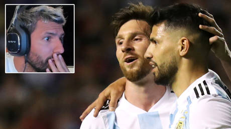 Sergio Aguero could persuade Lionel Messi (center) to move from Barcelona to Manchester City © Twitter / R9Rai | © Marcos Brindicci / Reuters