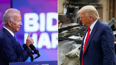 Joe Biden gives a speech in DElaware, while Donald Trump visits Kenosha, Wisconsin © Reuters / Kevin Lamarque and Leah Millis