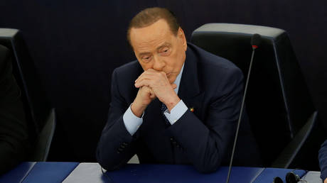 Italian MEP, Silvio Berlusconi, attends a plenary session of the European Parliament in Strasbourg in 2019. © REUTERS/Vincent Kessler