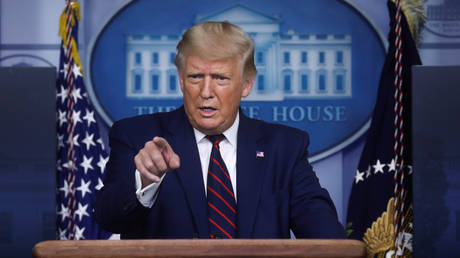 Donald Trump points as he answers questions during a news conference at the White House in Washington, US, September 4, 2020 © Reuters / Leah Millis