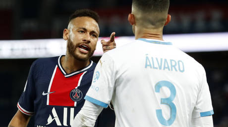 Neymar appeared to accuse Alvaro Gonzalez of racism during the PSG-Marselle Ligue 1 match - Reuters / GONZALO FUENTES