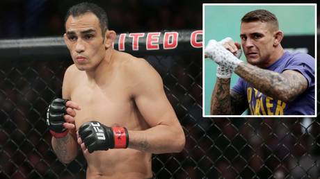 Backing his opponent: Tony Ferguson and (inset) Dustin Poirier