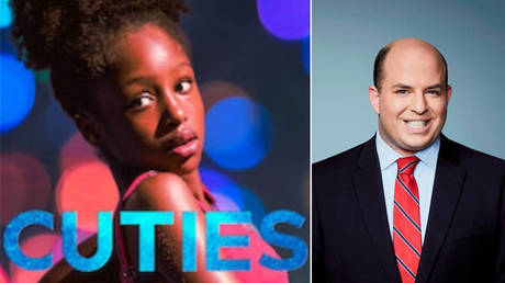 Brian Stelter (R) became the second CNN host in four days to forego asking Netflix's CEO any questions about the controversial movie "Cuties" (L). © Netflix; CNN