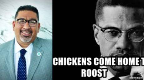 Lynwood City Manager Jose Ometeotl (L) evoked backlash by applying a Malcolm X quote (R) to Saturday's ambush-style shooting of two Los Angeles County deputies.