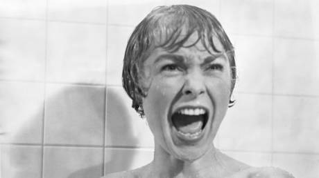 In the shower scene from the film Psycho, Marion Crane (played by Janet Leigh) screams in terror as Norman Bates tears open her shower curtain