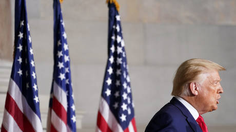 US President Donald Trump speaks at the White House Conference on American History at the National Archives Museum, September 17, 2020. © REUTERS/Kevin Lamarque