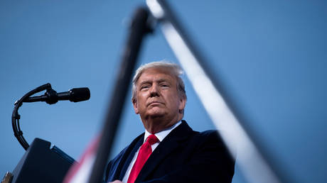 US President Donald Trump speaks at a "Great American Comeback" rally in Fayetteville, North Carolina, on September 19, 2020.