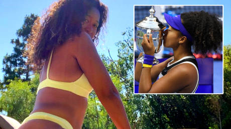 'It's ALWAYS sunny': Tennis champ Osaka BASKS in the glow of her US Open glory as she posts BIKINI shot while lounging by the pool