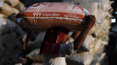 FILE PHOTO: A labourer in the old quarters of New Delhi © AFP / Money Sharma