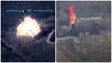 Images by the Defense Ministry of Azerbaijan (l) and Defense Ministry of Armenia (r)