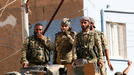 Turkish-backed Syrian militants, photographed in Ceylanpinar, Turkey, October 11, 2019.