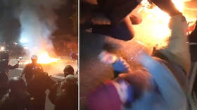 Molotov cocktails tossed towards police during Portland protest, activist's legs set on fire (VIDEOS)