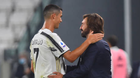 Cristiano Ronaldo and Juventus coach Andrea Pirlo. © Reuters