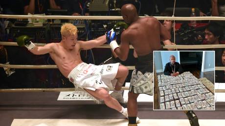 Floyd Mayweather steamrollered Tenshin Nasukawa during their RIZIN exhibition in Japan on December 31, 2018. © Getty Images / Instagram @floydmayweather