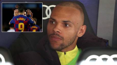 Barcelona forward Marcus Braithwaite has inherited the number previously held by Luis Suarez. © Reuters