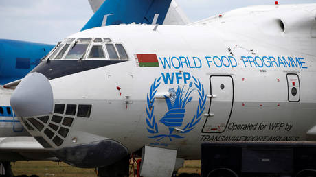 FILE PHOTO: A World Food Programme plane at the National Airport Minsk, Belarus. © REUTERS/Vasily Fedosenko