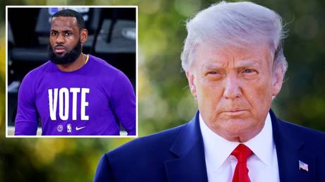 Broadside: President Donald Trump hit out at LeBron James (inset)