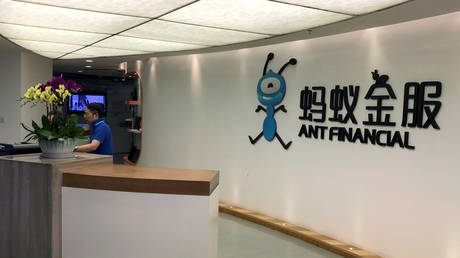 Sign board of Ant Financial is seen at its office in Hangzhou, Zhejiang Province, China