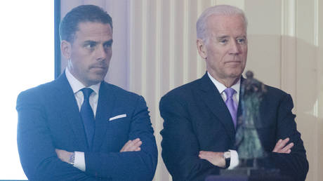 FILE PHOTO: Hunter Biden introduces his father Vice President Joe Biden during the World Food Program USA's 2016 McGovern-Dole Leadership Award Ceremony at the Organization of American States on April 12, 2016 in Washington, DC