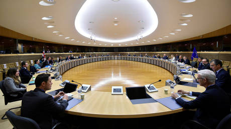 FILE PHOTO: Brexit negotiations at EU headquarters in Brussels. Reuters / John Thys