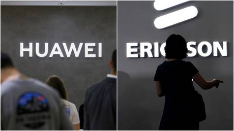 The Huawei logo is seen at the IFA consumer technology fair in Berlin Reuters / Michele Tantussi; An Ericsson logo is pictured at Mobile World Congress (MWC) in Shanghai. © Reuters / Aly Song