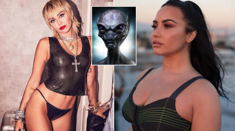 Miley Cyrus (left) and Demi Lovato (right) have both reported close encounters with alien beings. © Global Look Press, inset: © Pixabay