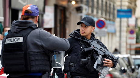 Security forces guard the area after a reported knife attack at Notre Dame church in Nice, France, October 29, 2020.