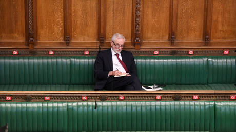 MP Jeremy Corbyn attends the weekly question time debate at the Parliament, during the hybrid parliament session amid the coronavirus disease outbreak, in London, Britain, April 22, 2020. © Reuters / © UK Parliament / Jessica Taylor