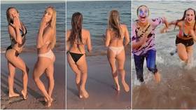 'What do you think of this couple?': Russian synchronized swimming stunners make Halloween splash as Joker and Harley Quinn