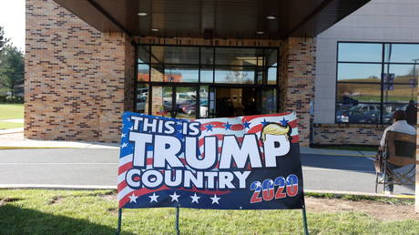 A campaign sign of US President Donald Trump is seen on Election Day in Cherryville, Pennsylvania, US, November 3, 2020. © Reuters / Rachel Wisniewski