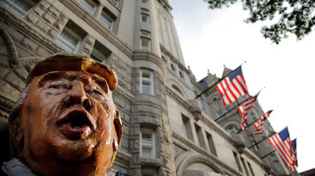 FILE PHOTO: A puppet of U.S. President Donald Trump outside Trump International Hotel, in downtown Washington, U.S. June 28, 2017