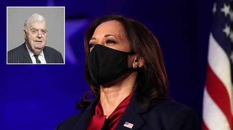 FILE PHOTO: Vice president-elect Kamala Harris. Wilmington, Delaware, U.S. © REUTERS / Kevin Lamarque; (inset) Lord Kilclooney © members.parliament.uk