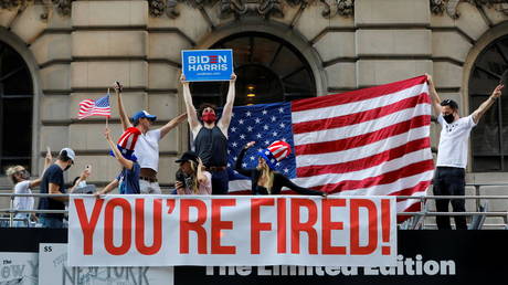 Celebrations in New York City after former Vice President Joe Biden was declared the winner of the 2020 US presidential election
