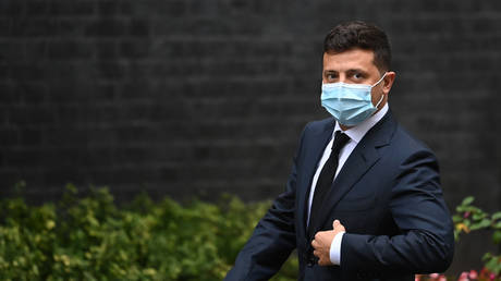 President of Ukraine Volodymyr Zelensky during a trip to London. October 2020. © AFP / Daniel Leal-Olivas