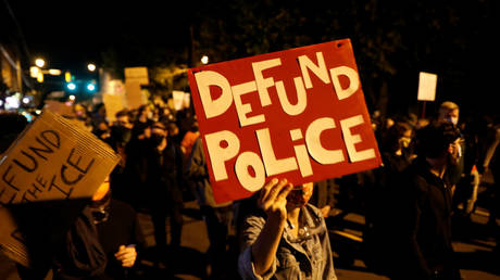 Demonstrators take part in a protest in Rochester, New York